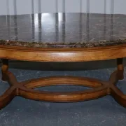 Vintage Style Coffee Table with Faux Marble Top, France