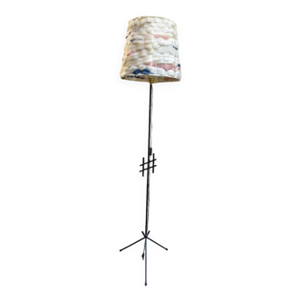 1960s wrought iron tripod floor lamp