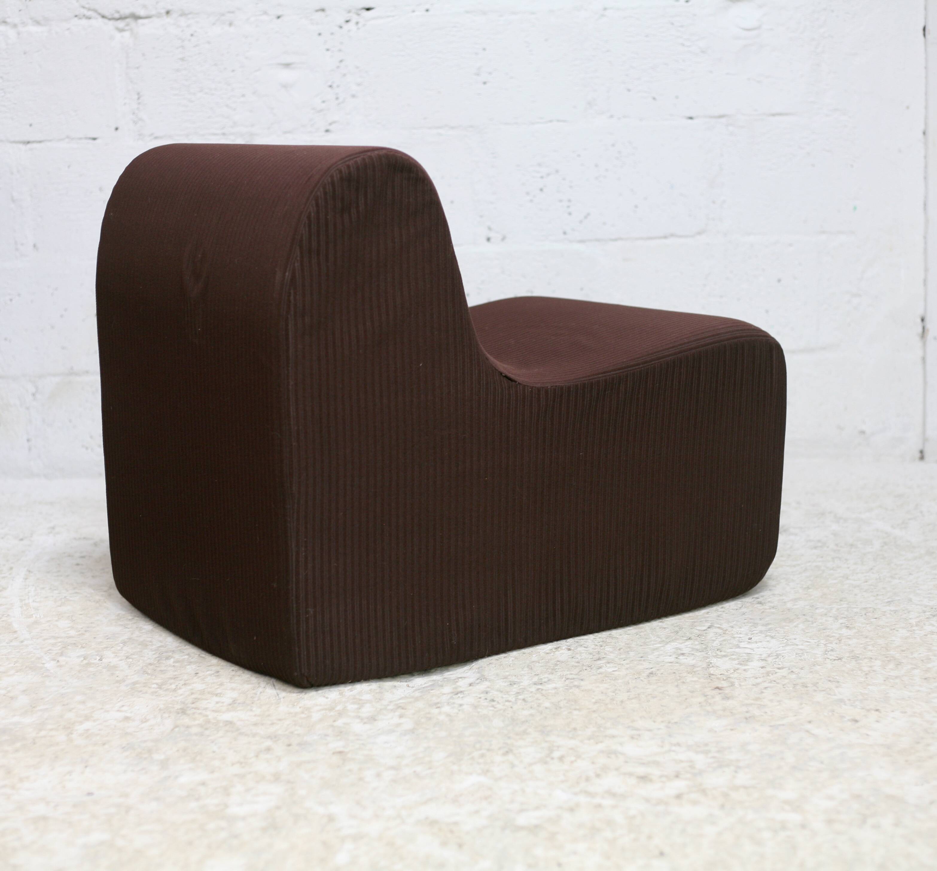 Chair, foam and velvet. Circa 1970