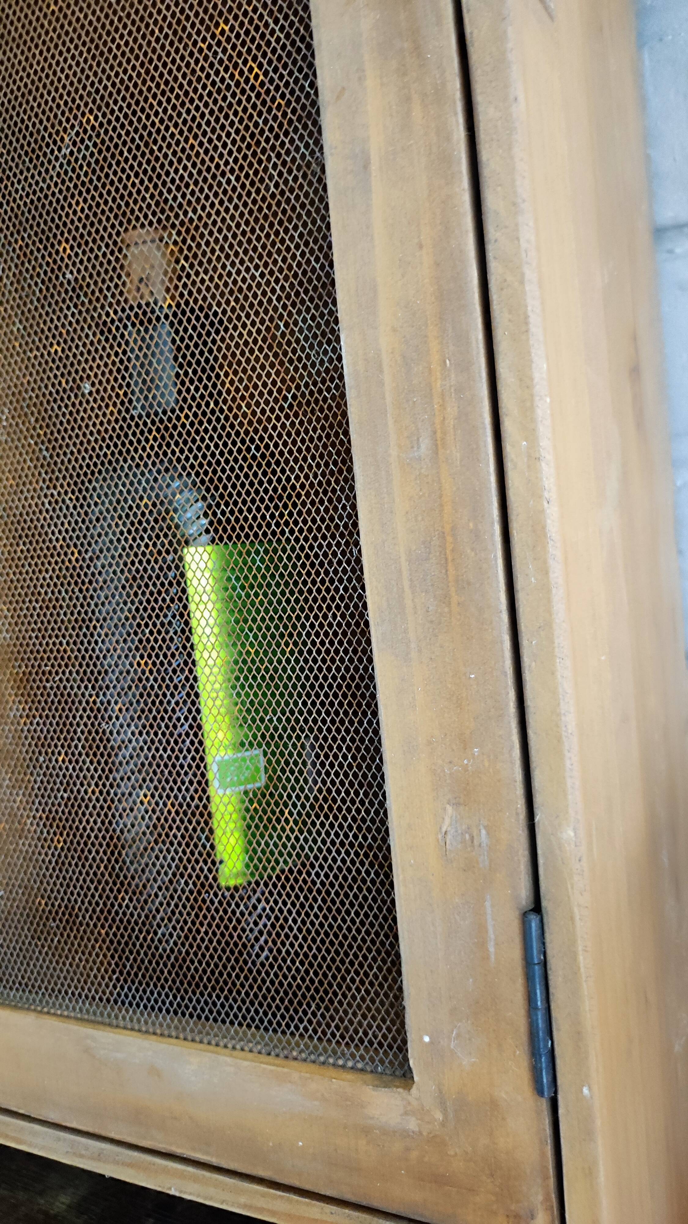 Old French pantry, wall-mounted in wood and lattice.