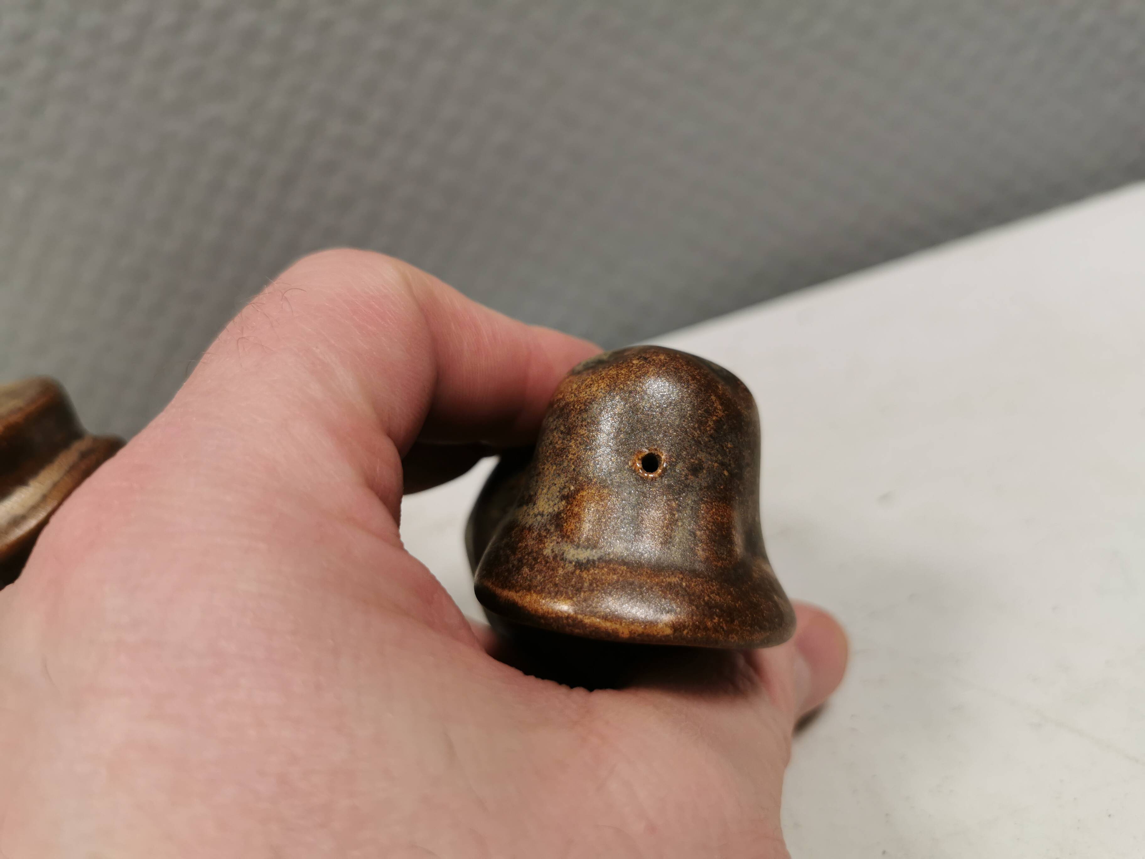 Salt and pepper shaker set in ceramic from Danish Løvemose 1970s.