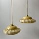 Pair of suspensions in opaline glass cream and silver border art deco 30s