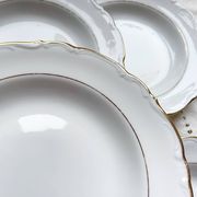 7 French Winterling BAVARIA white and gold porcelain soup plates