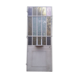 Workshop door 258,4x98,5cm in iron and colored cathedral glasses