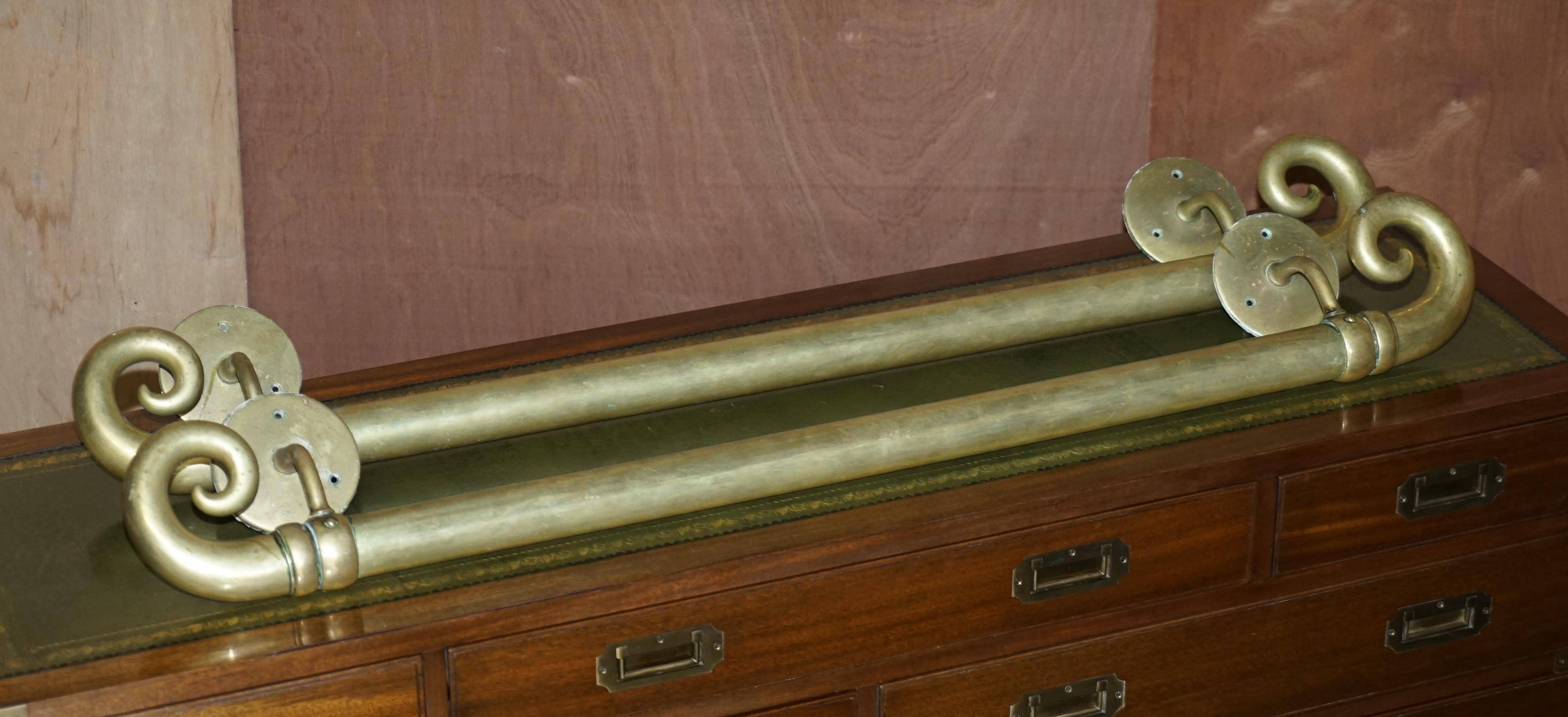 Pair of very large antique Victorian brass door handles.
