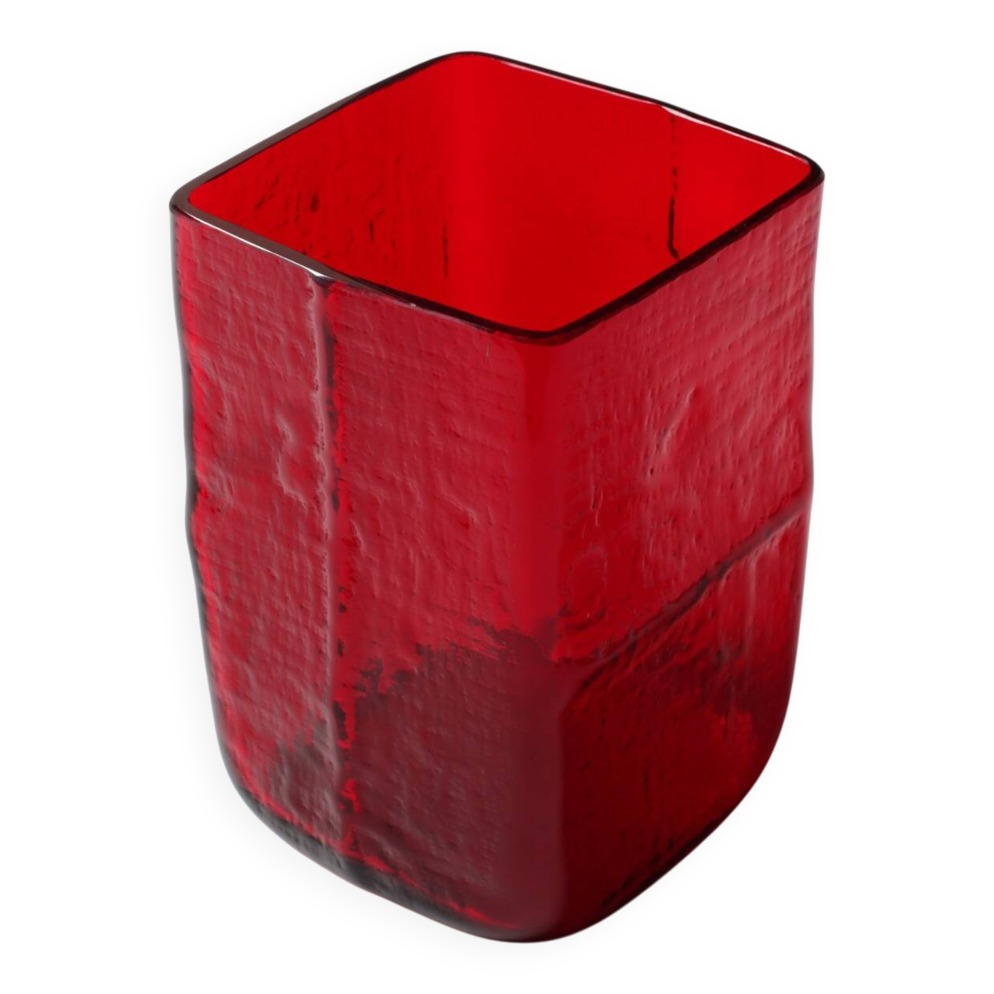 Mid-Century Modern Red Glass Vase by Christer Sjögren, Lindshammar, Sweden