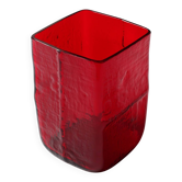 Vase en verre rouge de style mid-century modern par Christer Sjögren, Lindshammar, Suède