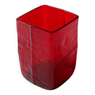 Mid-Century Modern Red Glass Vase by Christer Sjögren, Lindshammar, Sweden