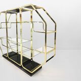 Laiton Verre Octogonal Etagere Hollywood Regency 70s Midcentury