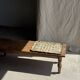 Large wooden tray hand-painted with blue and gold floral ornaments L48x38