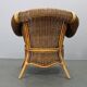 Vintage organic rattan armchair and round coffee table set, 1980s-1990s