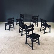 Brutalist dining chairs by Dittmann for Awa Radbound, Netherlands, 1970s, set of 6.