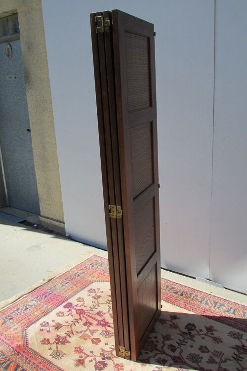 Screen 4 leaves in cherry and bamboo