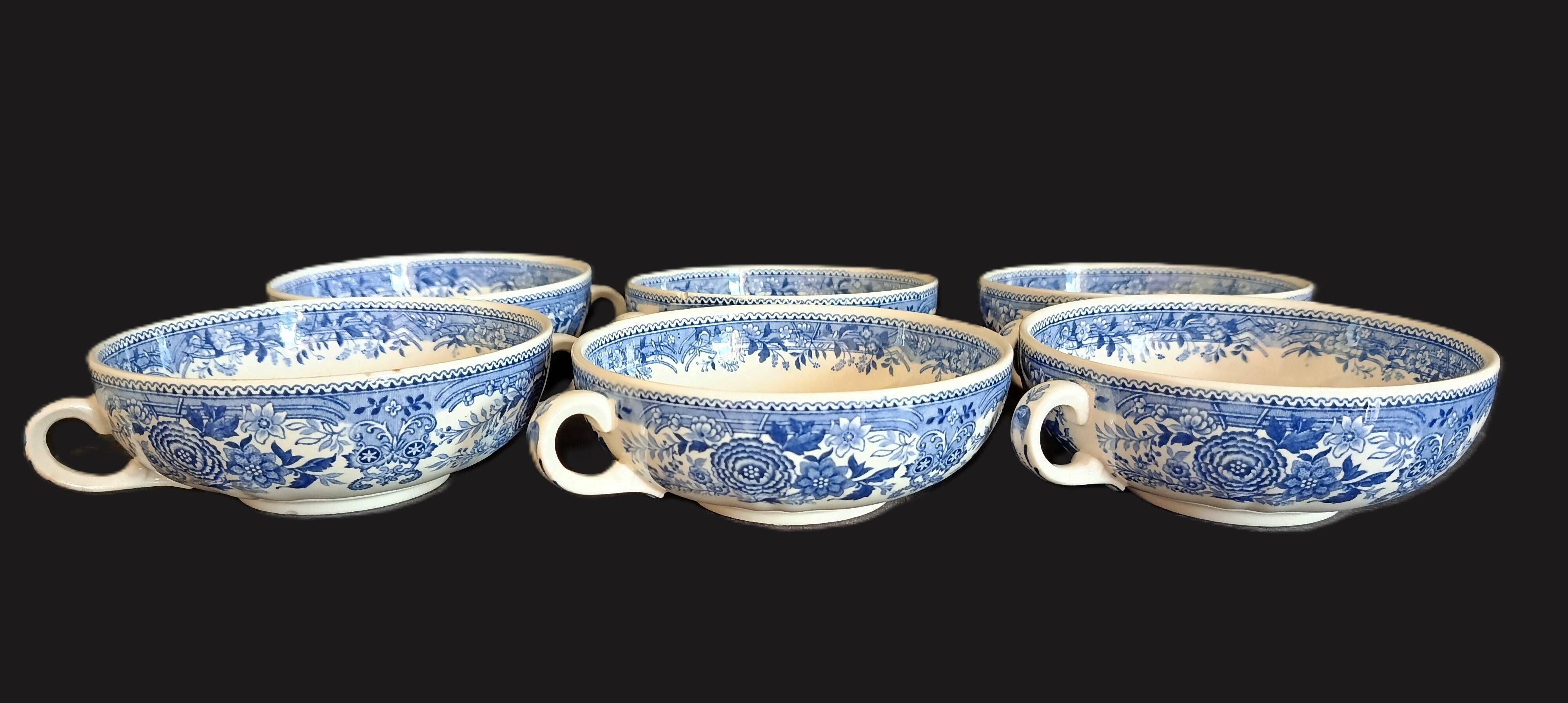 Set of 6 ceramic soup bowls by Villeroy & Boch, Burgenland model.