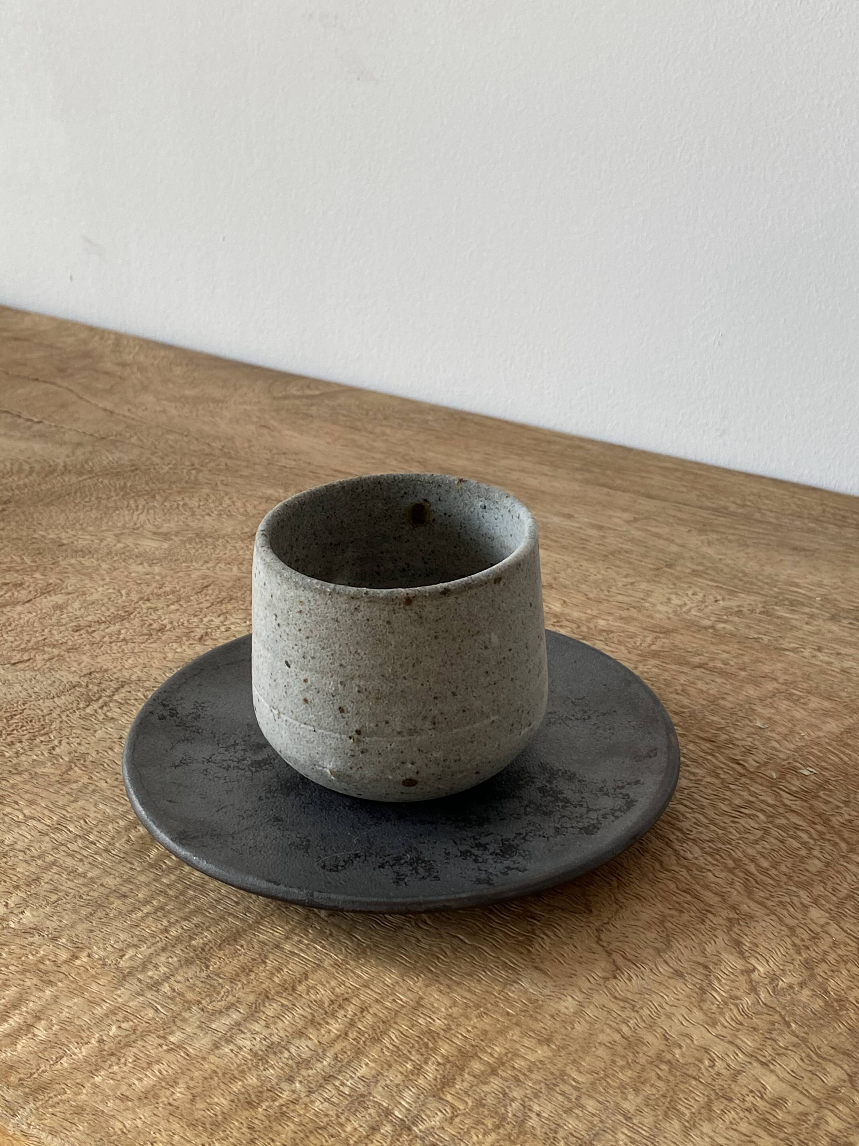 Duo of grey ceramic cups