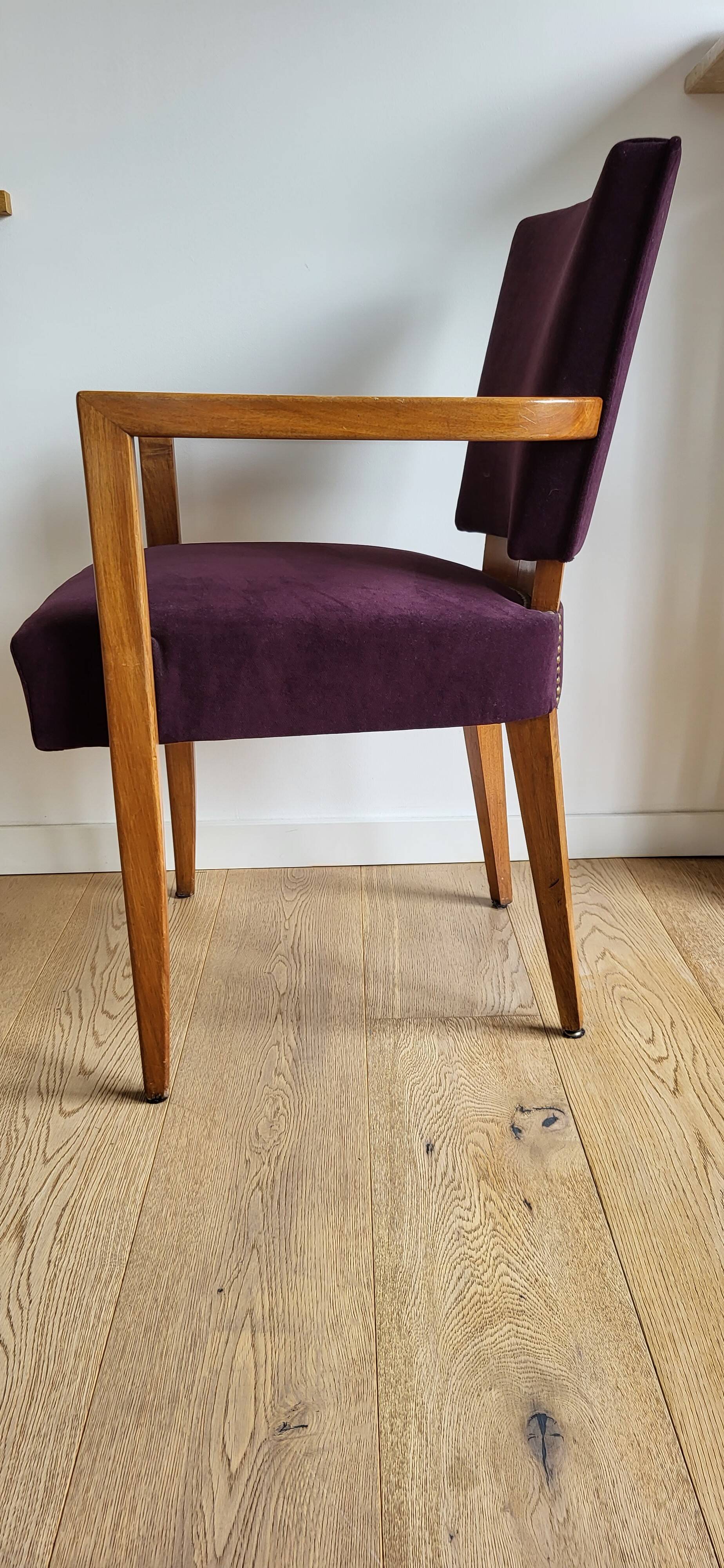 Paire de fauteuils Bridge, velours aubergine