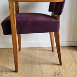 Pair of Bridge armchairs, aubergine velvet