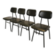 Lot de 4 chaises d'école vintage / Cuir noir / STOL Kamnik années 80 Yougoslavie