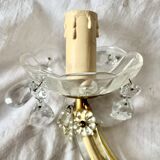 "Pair of vintage glass and brass wall sconces with tassels