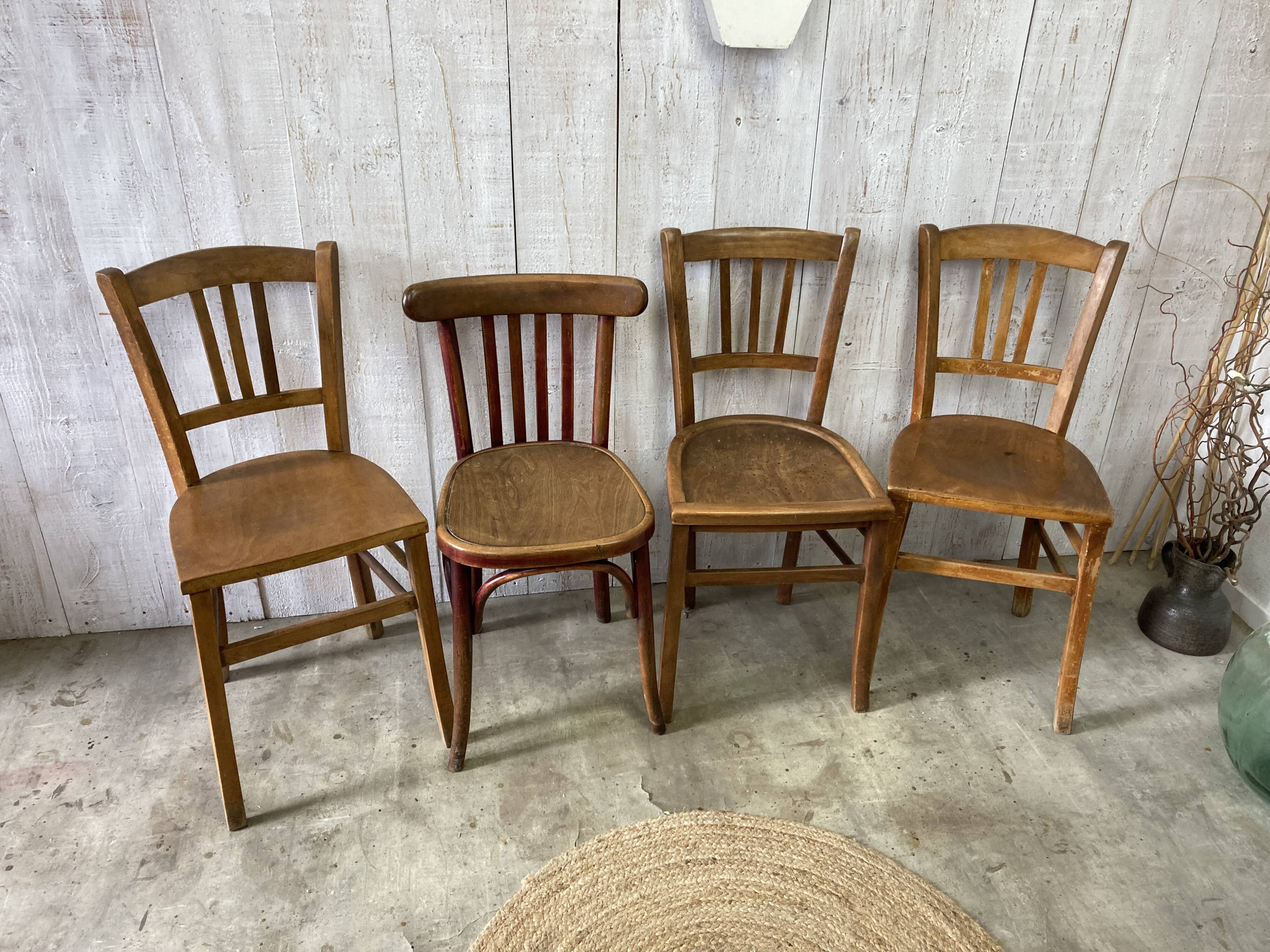 Set of 4 mismatched bistro chairs