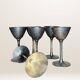 Set of six hammered metal goblets.