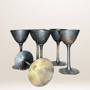 Set de six verres à pied en métal martelé