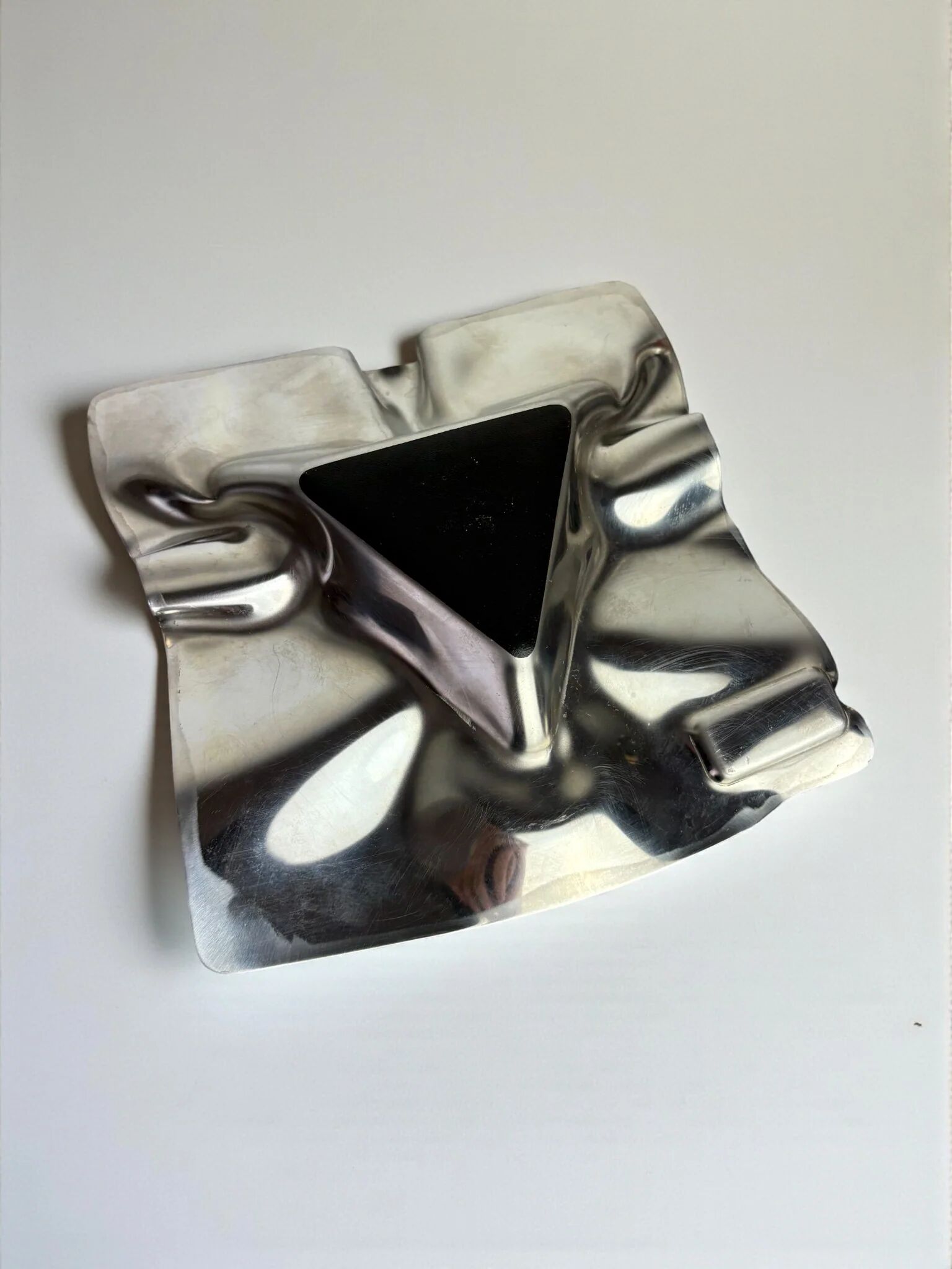 Biomorphic ashtray, stainless steel, Spain, 1970s
