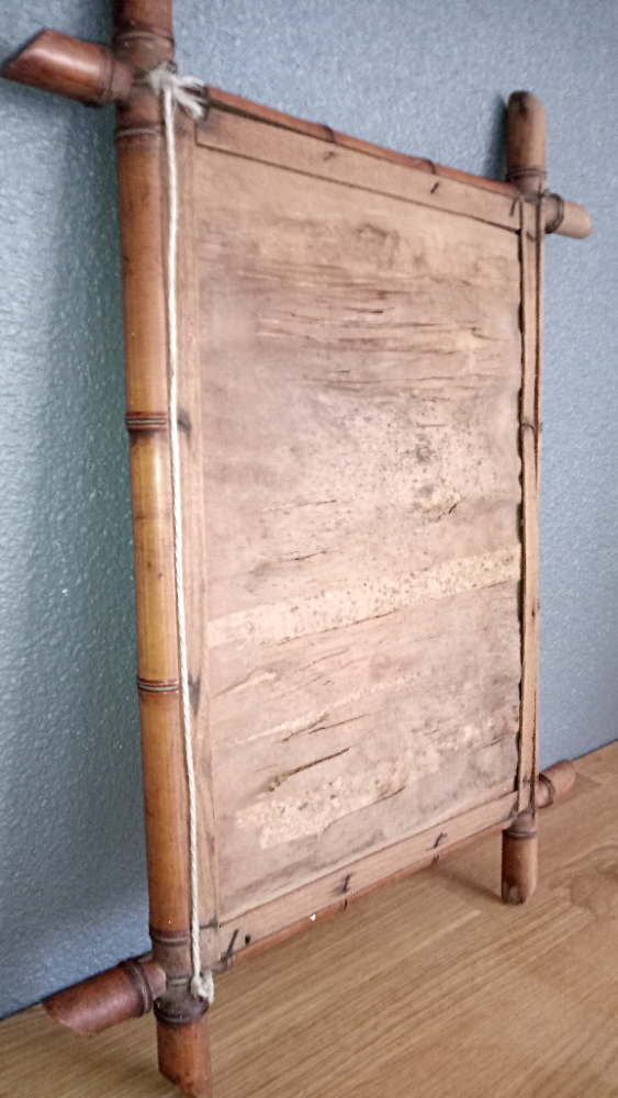 Miroir ancien "cadre bambou" 45 x 57 cm