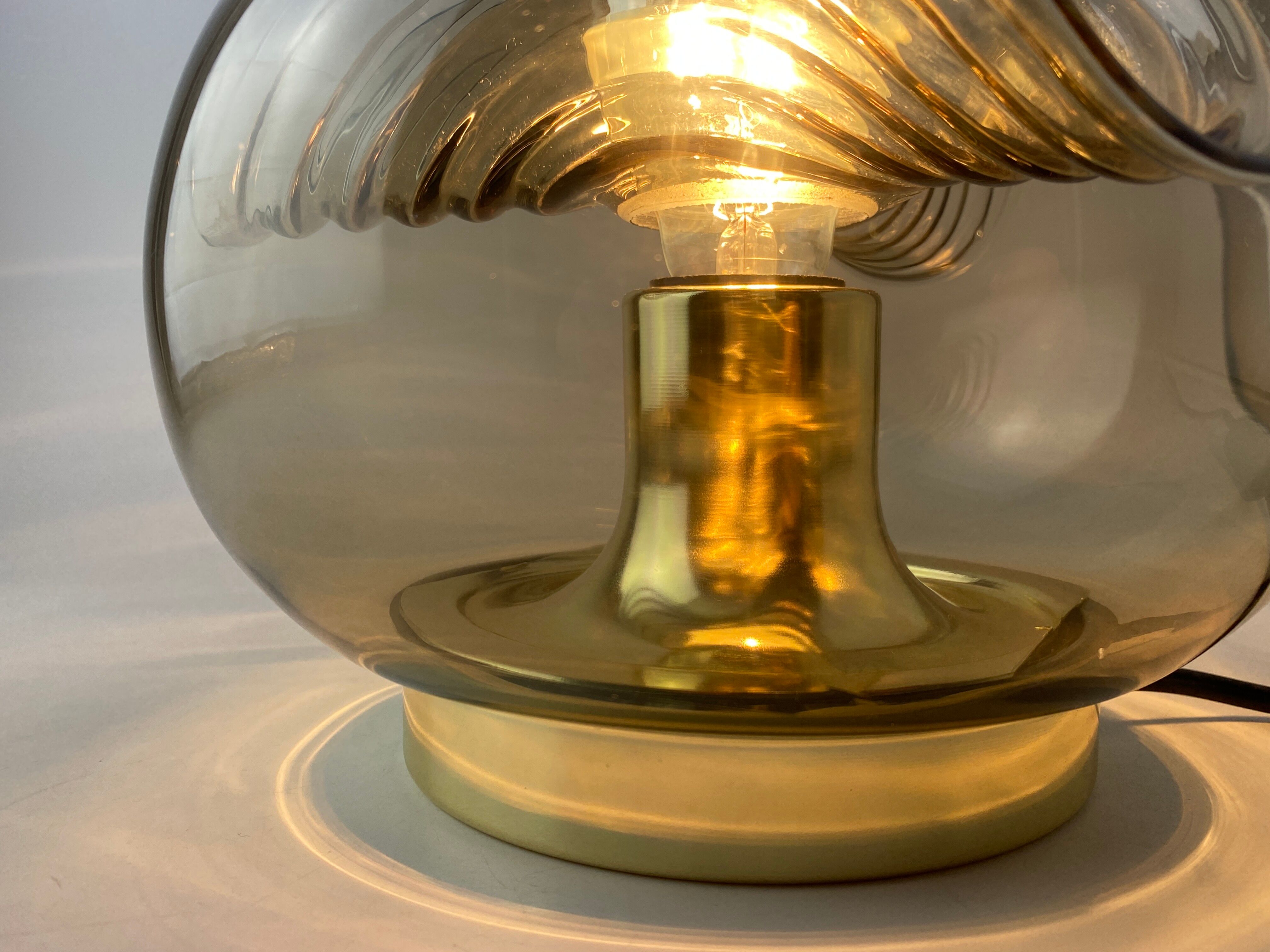 Smoked Glass & Gold Chromed table lamp futura by Peill and Putzler 1970