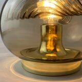 Smoked Glass & Gold Chromed table lamp futura by Peill and Putzler 1970