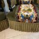 Paire de fauteuils en velours et tapisserie