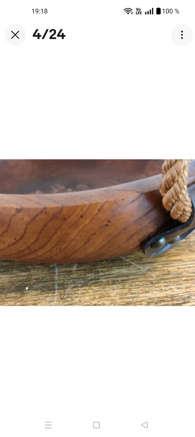 Adrien Audoux and Frida Minet rare basket in solid oak and rope