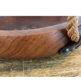 Adrien Audoux and Frida Minet rare basket in solid oak and rope