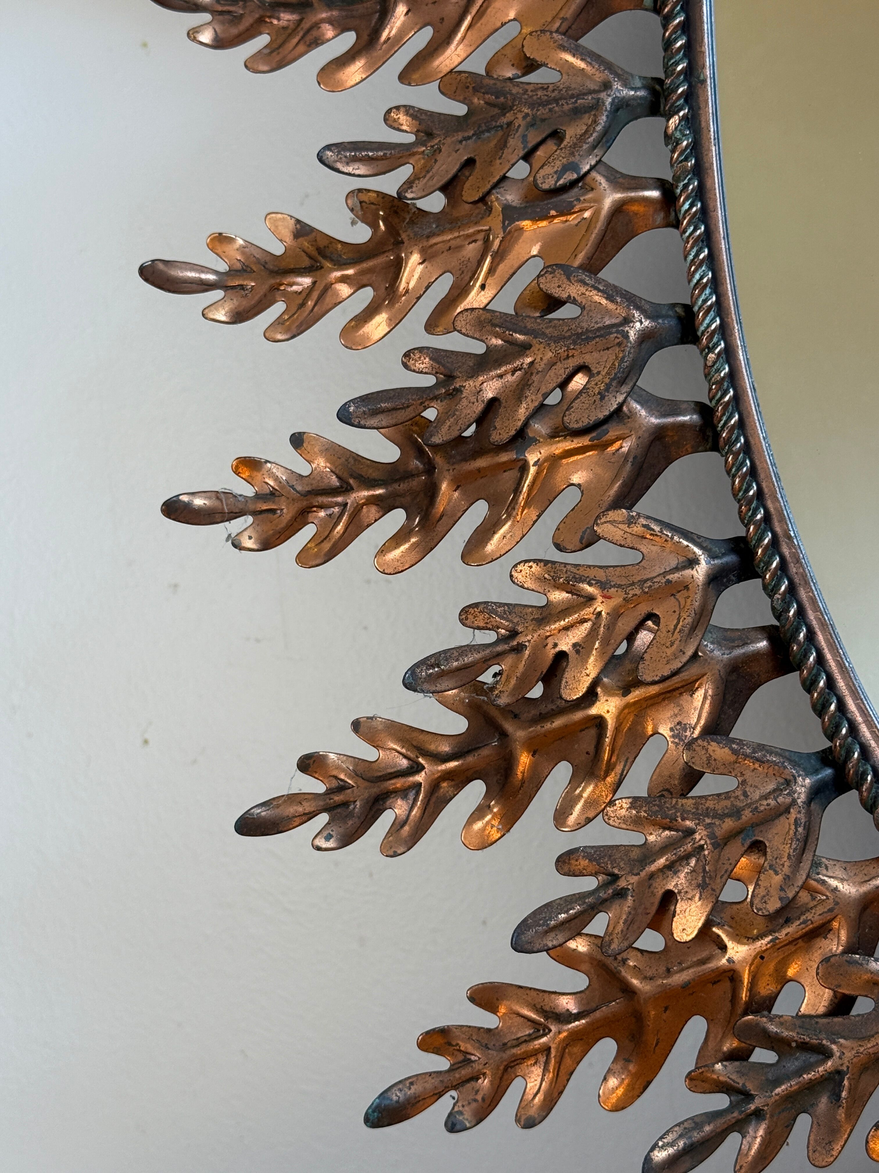 Oval sun mirror wrought iron from the 1950s Italy