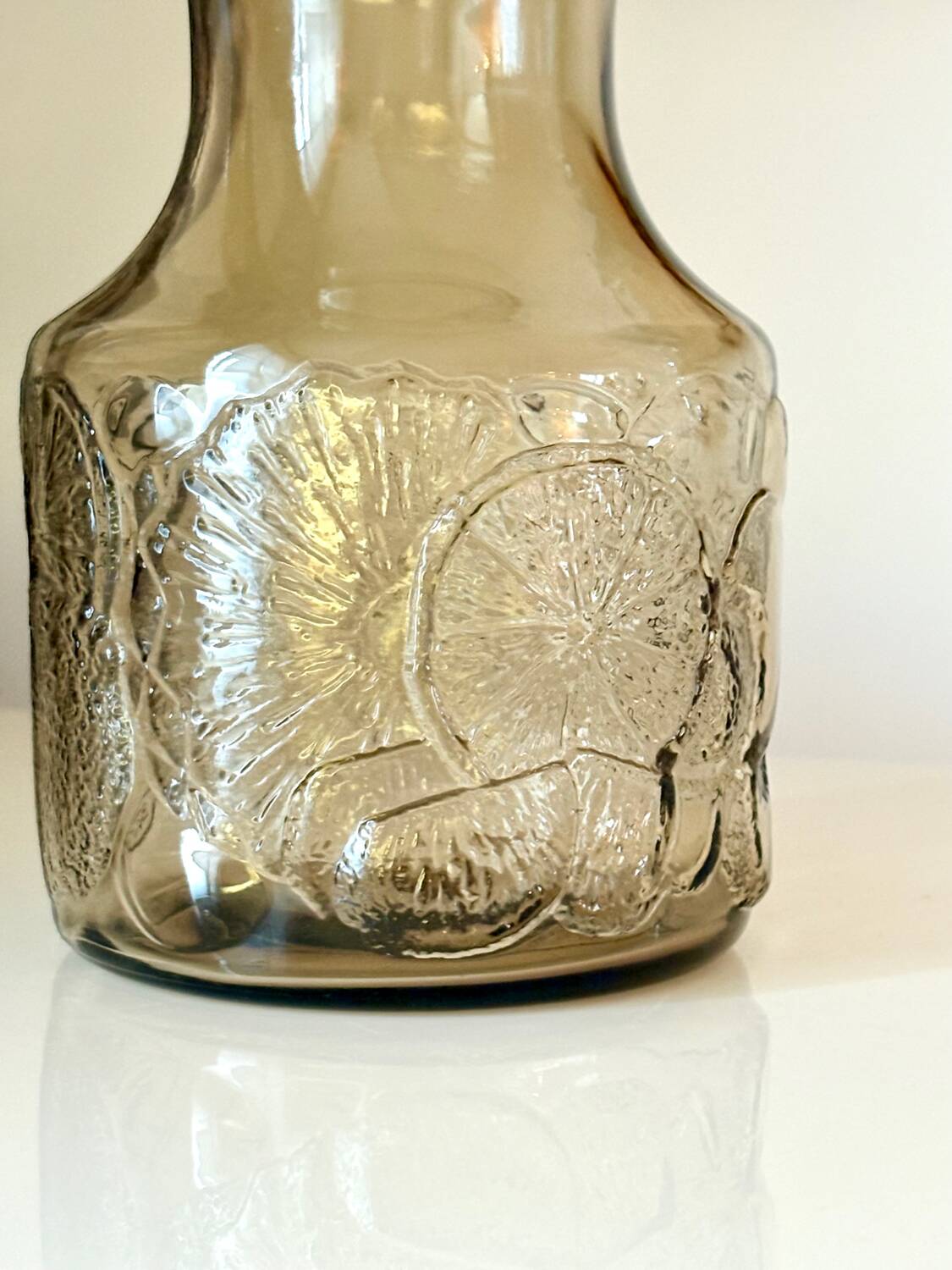 Carafe pichet vintage 1970 verre fumé Italy