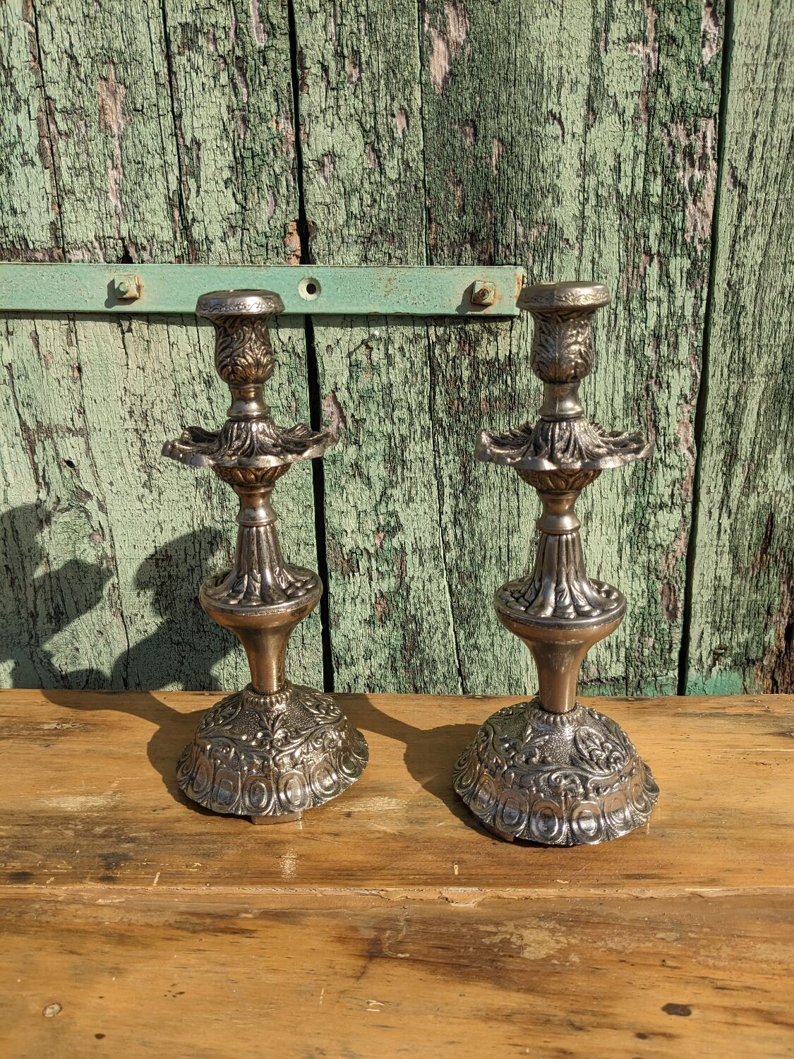 Pair of silver candle holders