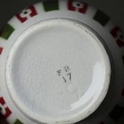 4 coffee bowls made of Badonviller earthenware, Art Deco decor from the vintage 1940s-1950s.