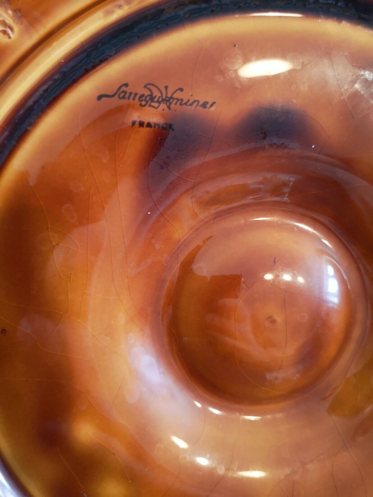 Series of 6 seafood plates oysters in Sarreguemines barbotine