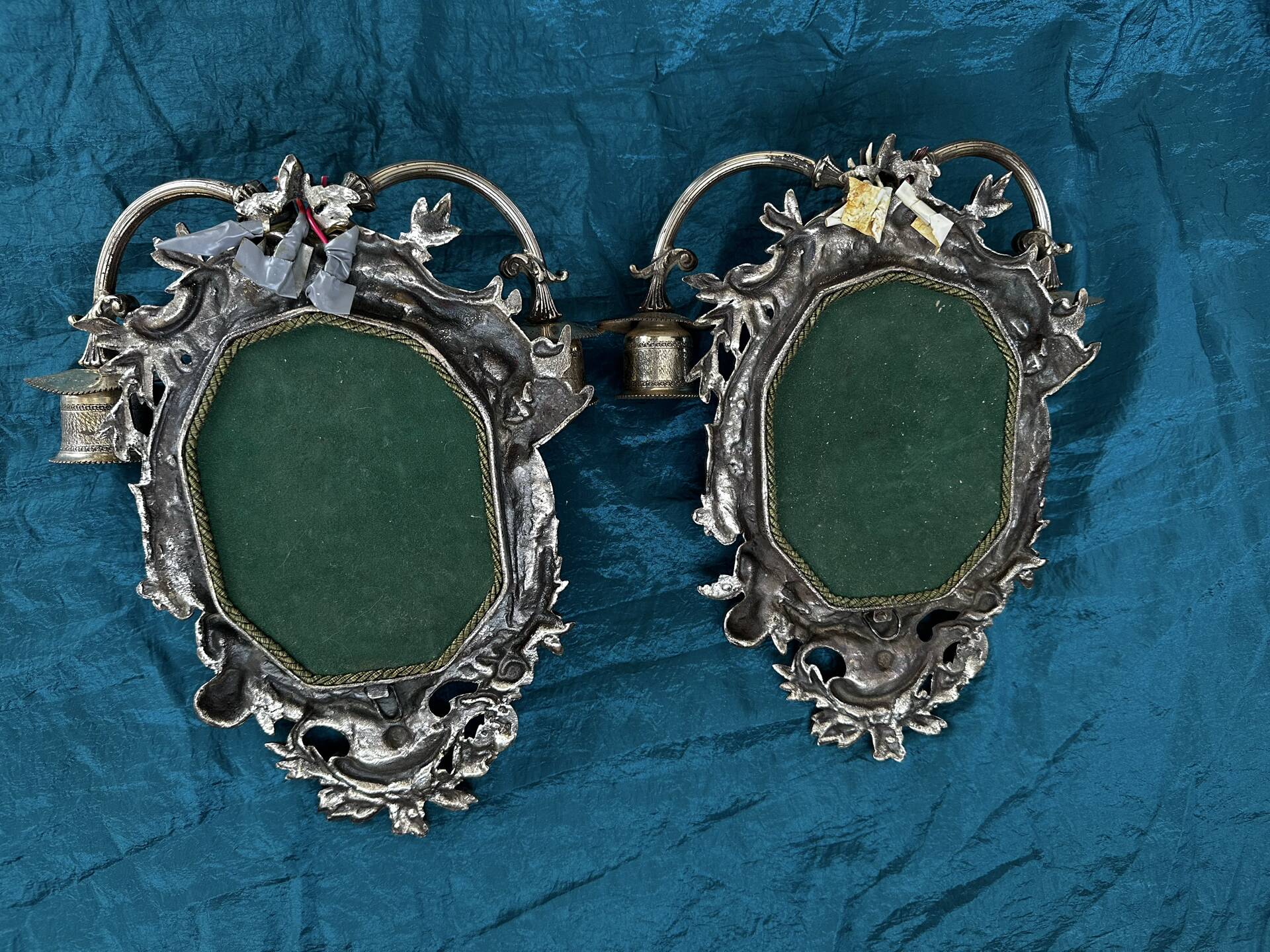 Rare pair of mirror sconces with putti. Napoleon III / Art Nouveau ~