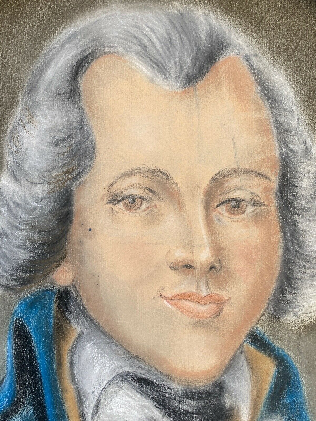Watercolor portrait on paper XlX th oval frame dore man XVlll eme