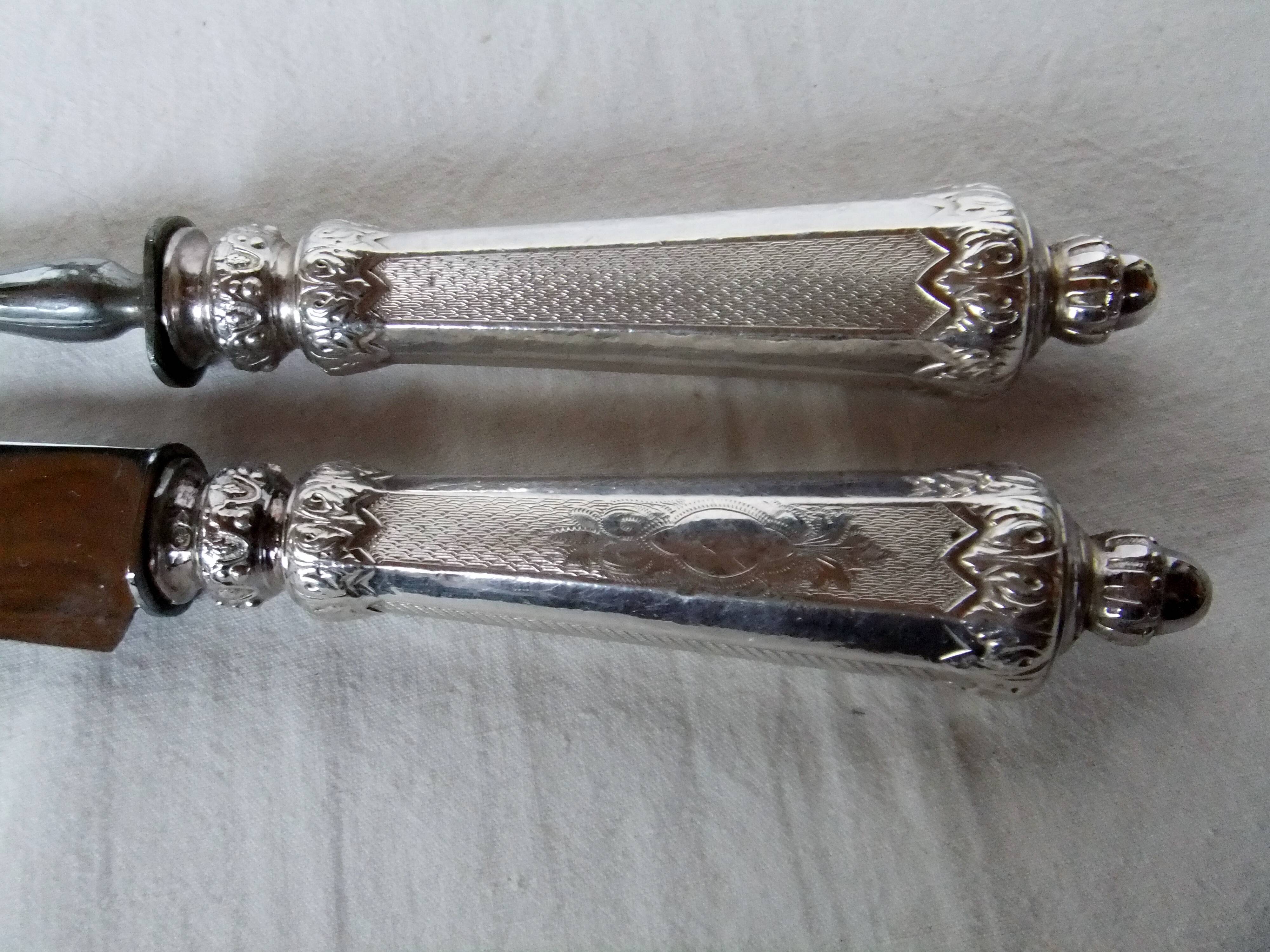 Leg service covered fork solid silver knife