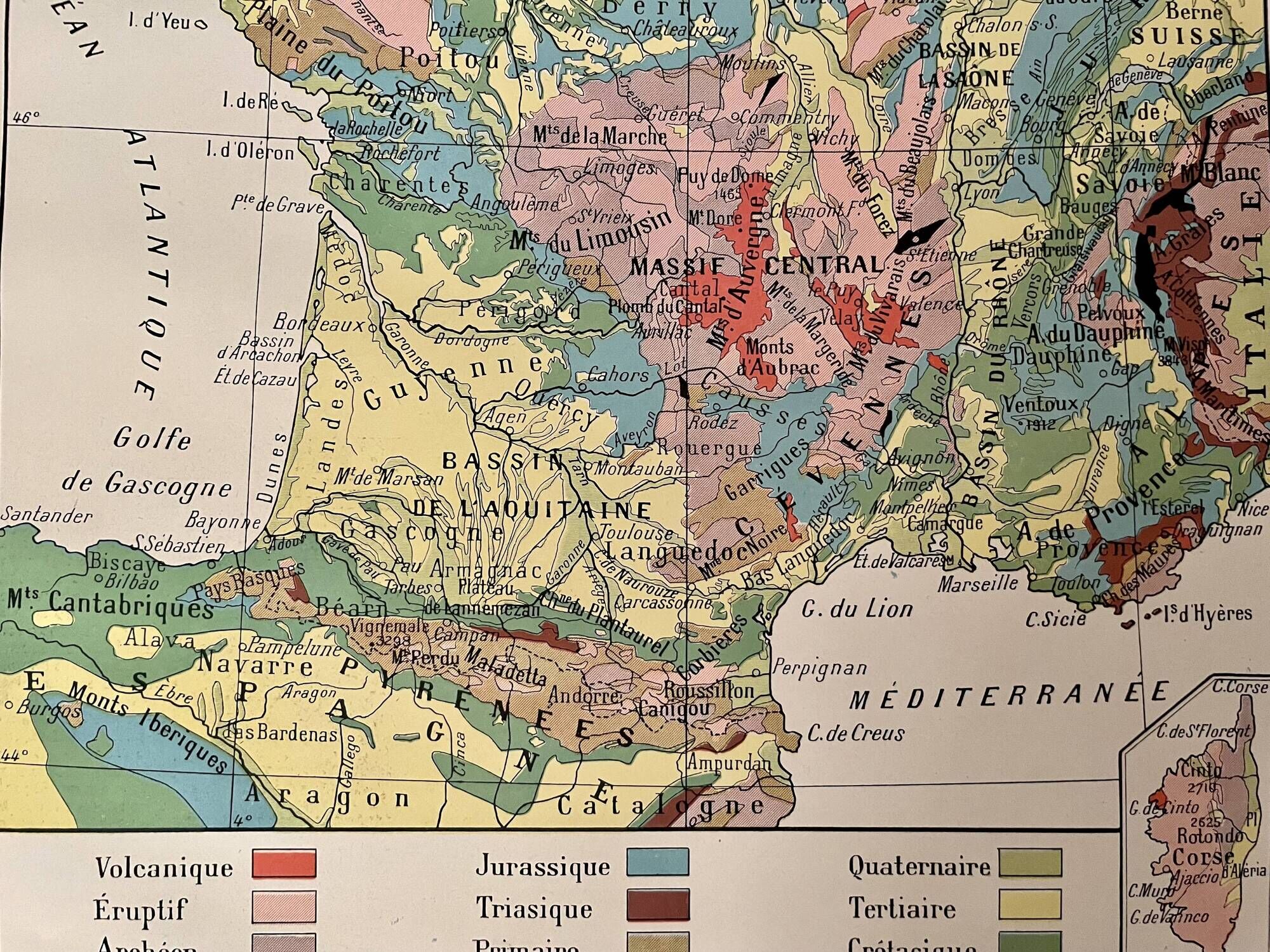 Old geological France map - 1920