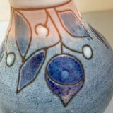 Small enameled ceramic lamp base with flower patterns