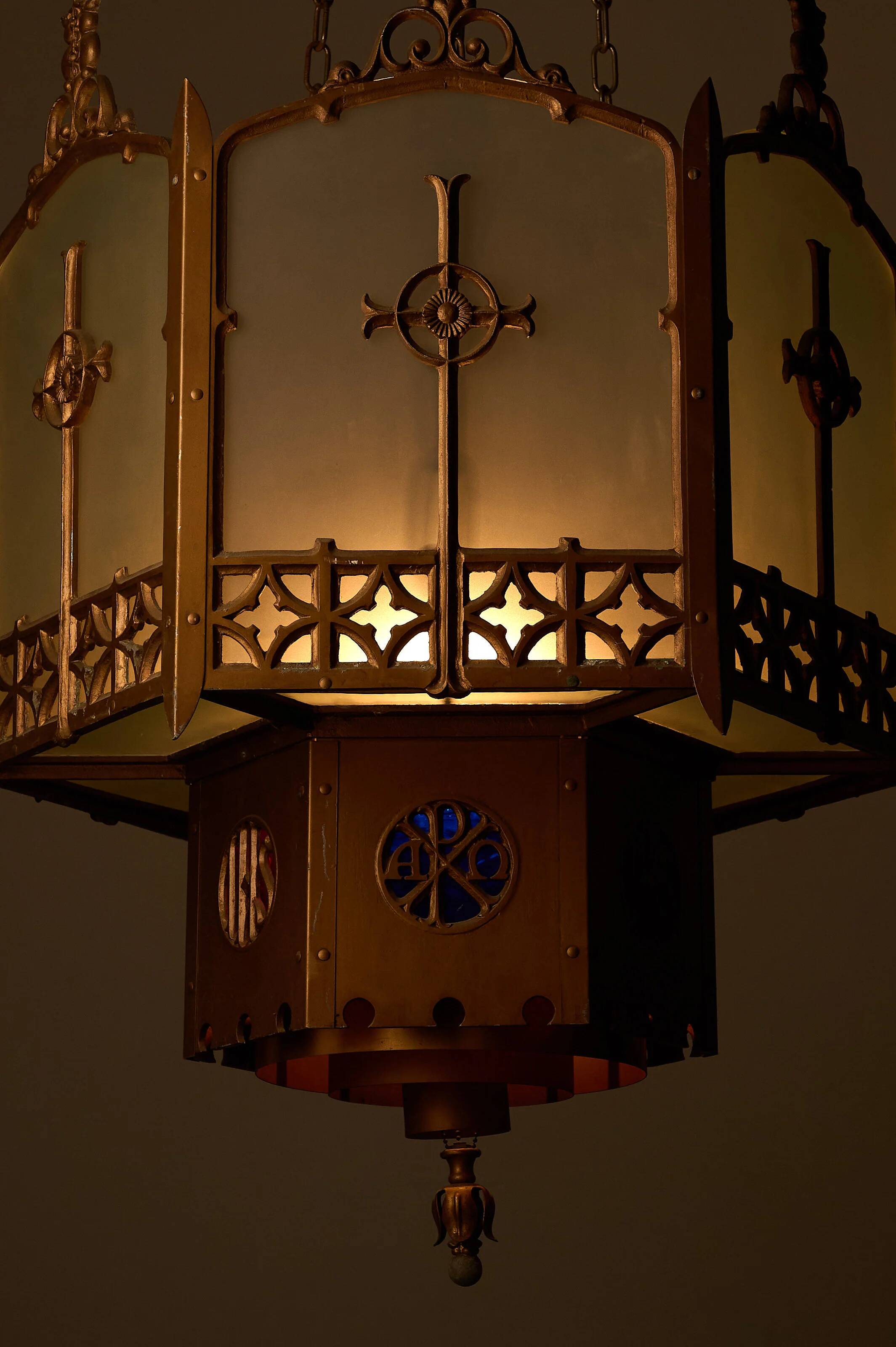 Monumental Art Deco Neo-Gothic Church Chandelier
