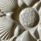 4 assiettes à huîtres en barbotine blanche