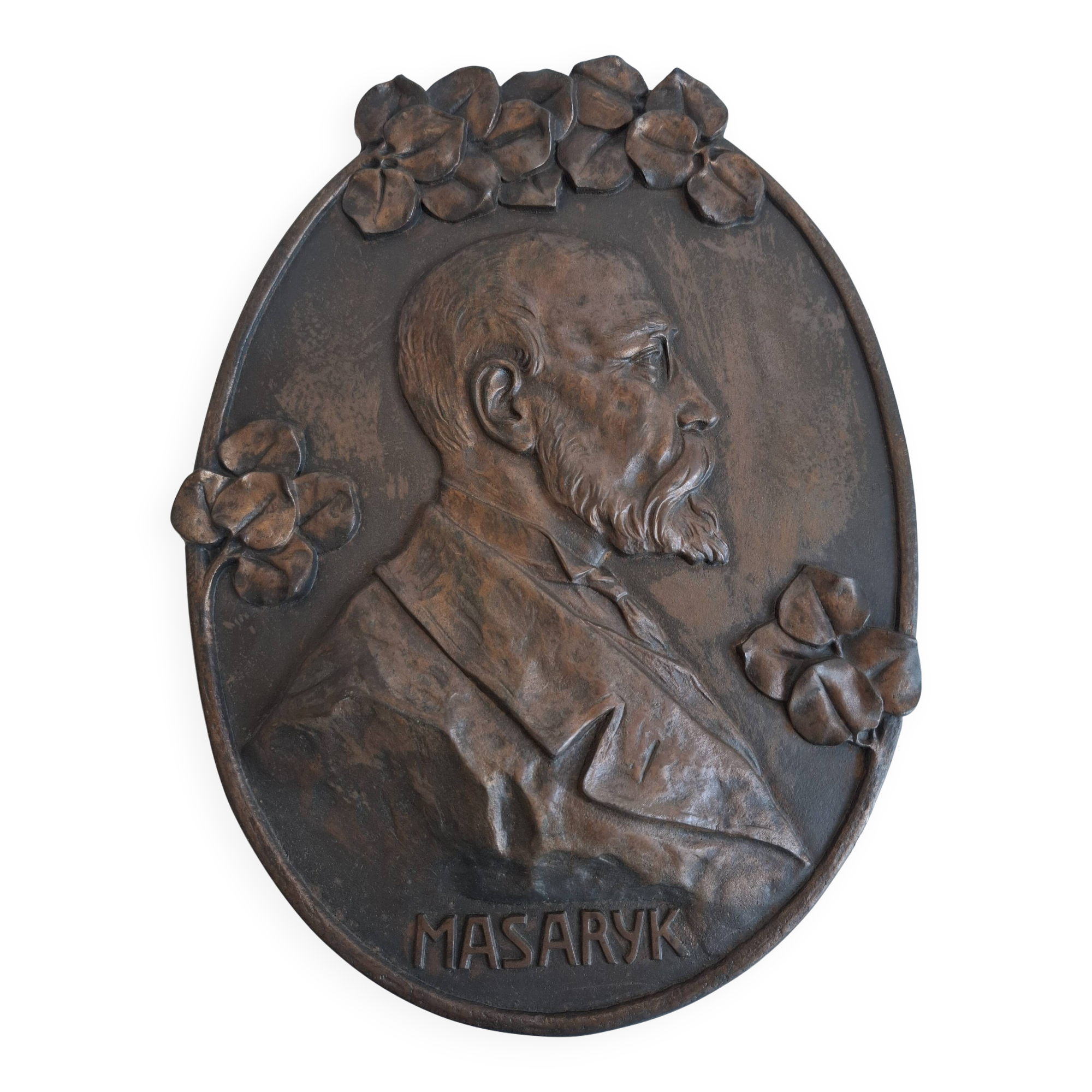 Plaque murale Art Déco T. G. Masaryk 1920, Tchécoslovaquie