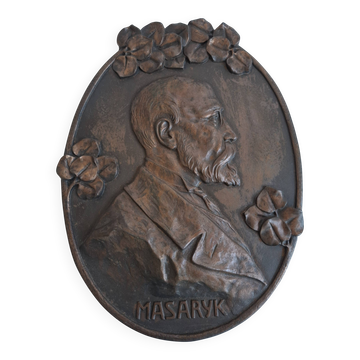 1920 T. G. Masaryk Art Deco Wall Plaque, Czechoslovakia