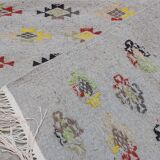 Handmade multi-coloured grey carpet made of pure wool  195x150cm