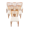 Set of 6 walnut dining chairs in boucle by Frits Henningsen, Denmark, 50s