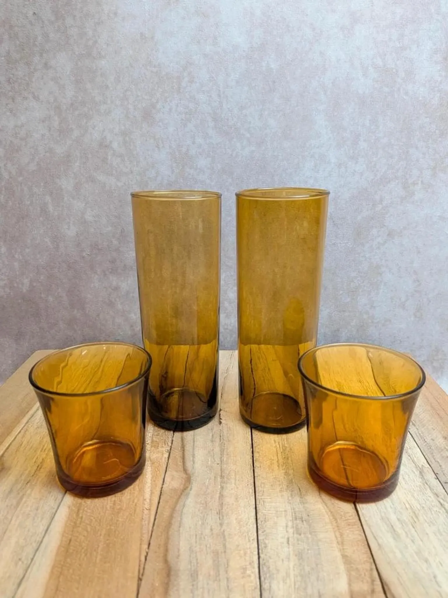 Lot de 4 verres ambrés vintage – Duralex